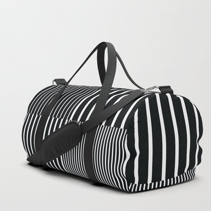 Stripes Pattern and Lines 4 in Monochrome Duffle Bag