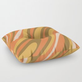 Wavy Loops Retro Abstract Pattern Orange Brown Mustard Floor Pillow