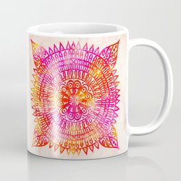 Bohochic Watercolor Mandala red yellow pink Mug