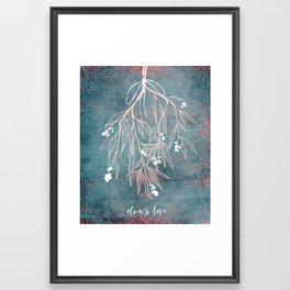 Mistletoe | Always Love | X-Mas | Light Teal & Rosé Framed Art Print
