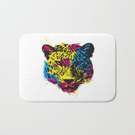 COLORED LEOPARD Bath Mat | Digital, Ink, Cougar, Animal, Cool, Graphicdesign, Leopard, Panther, Pop Art, Colorful 