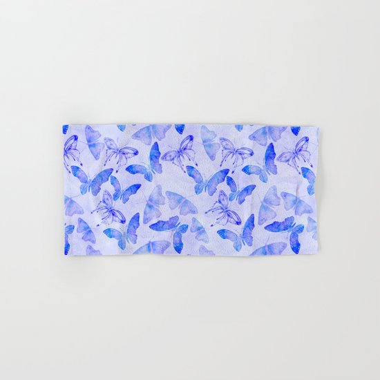 Purple Watercolor Butterfly Pattern Hand & Bath Towel