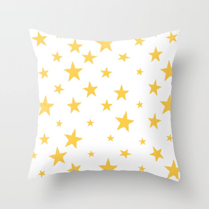 Hand-Drawn Stars (Light Orange & White Pattern) Throw Pillow