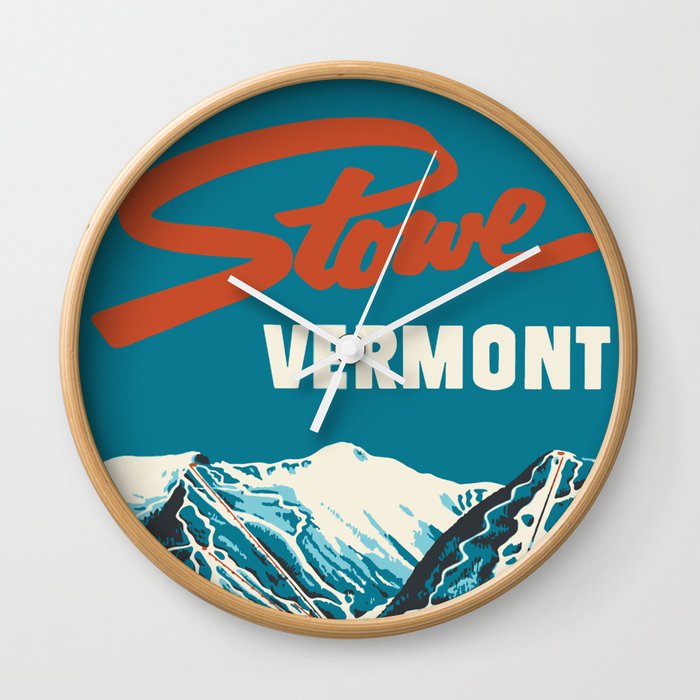 Stowe, Vermont Vintage Ski Poster Wall Clock