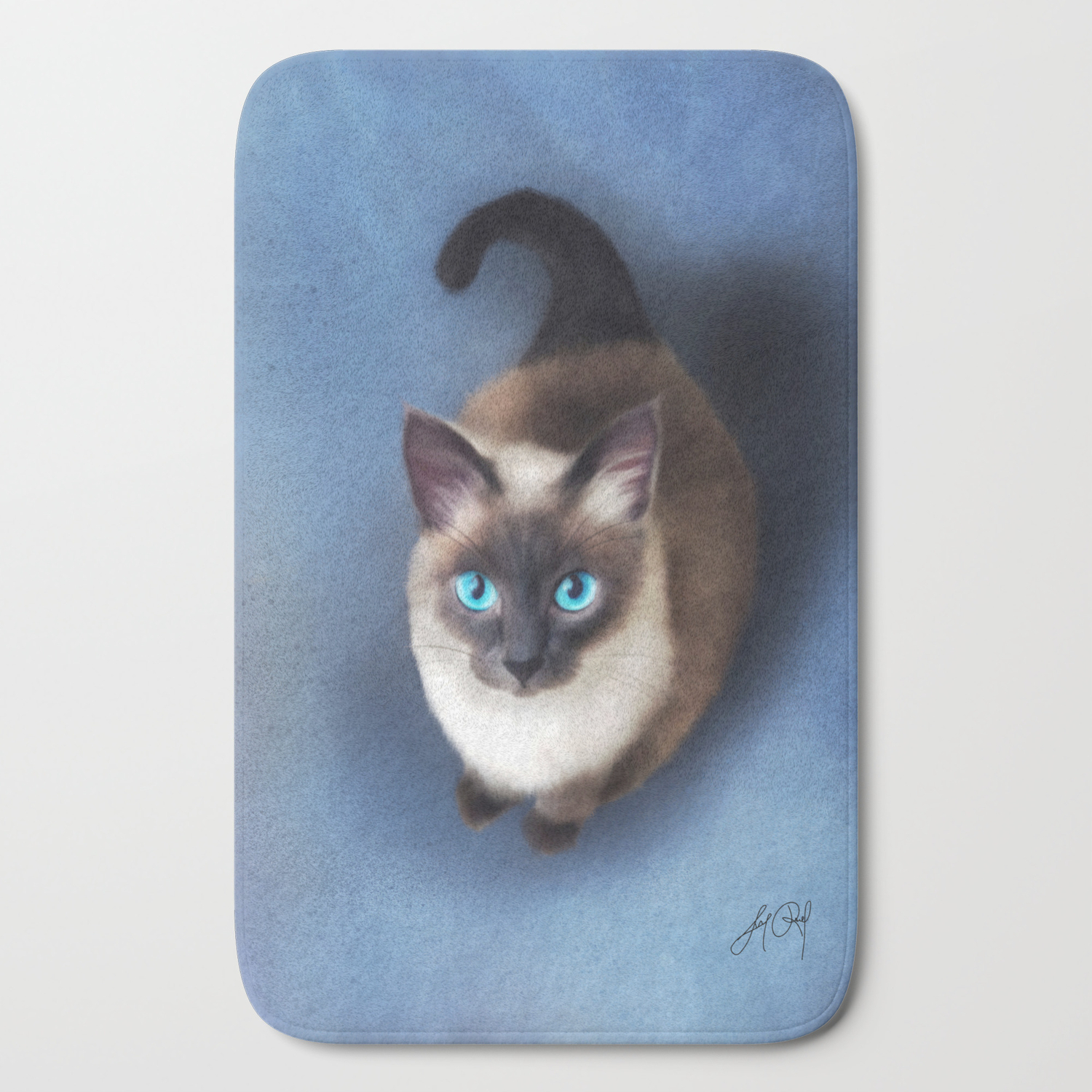 Siamese Cat Digital Drawing Bath Mat By Lunarovedaart Society6