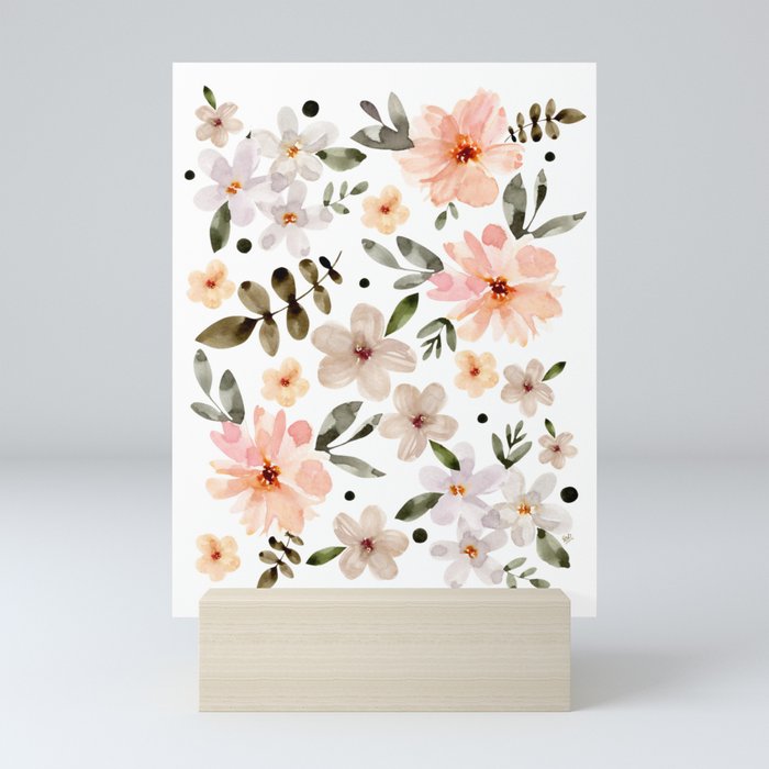 Blush Jewels Watercolor Floral Mini Art Print