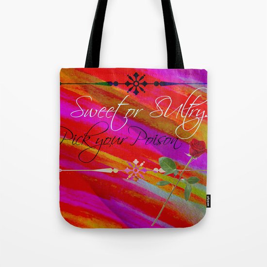 Sweet or Sultry - Sexy Crimson Red Valentine's Day Stripes Typography Abstract Watercolor Painting Tote Bag