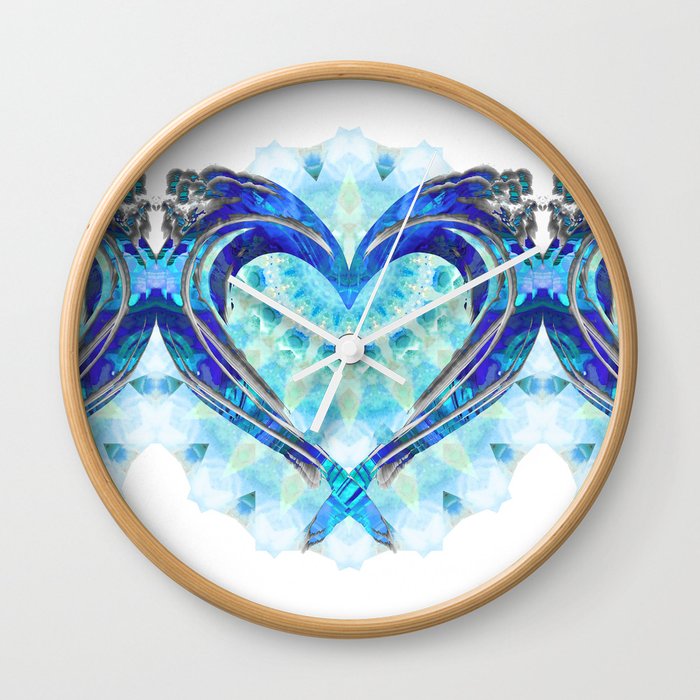 Bright Blue Heart Art - True Blue Wall Clock