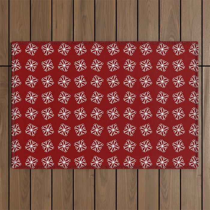 snowflake 13 For Christmas red Outdoor Rug