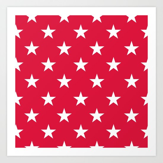 Stars (White/Crimson) Art Print