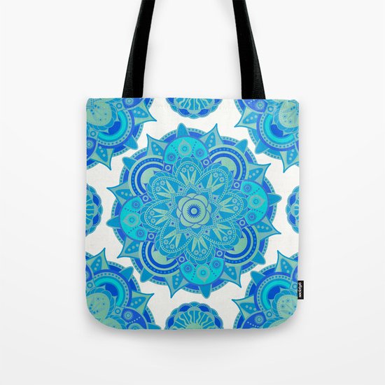 Throat Chakra Mandala Tote Bag