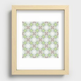 Spring vibes light green and brown shades tiles Recessed Framed Print