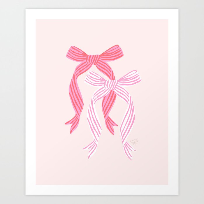 Striped Bows in Pinks Art Print