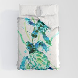 Sea Turtles, Turquoise blue Design Comforter