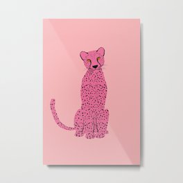 Preppy Aesthetic - Cute Pink Cheetah Metal Print | Modern, Animal, Peach, Leopard, Digital, Fierce, Cheap, Wildlife, Pastel, Feline 