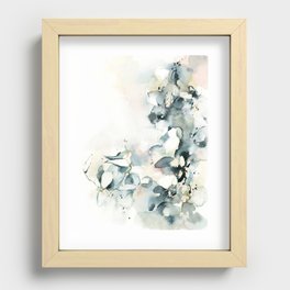 Abstract Teal and Blush Pink Botanical Painting Recessed Framed Print