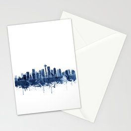 Seattle Skyline Watercolor Blue, Art Print By Synplus Stationery Card