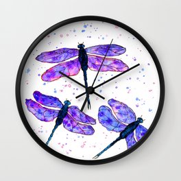 Galaxy watercolor dragonfly Wall Clock