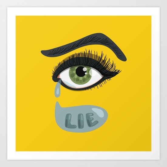 Green Lying Eye With Tears Art Print