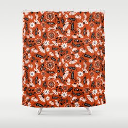 Red Orange Daisy Shower Curtain