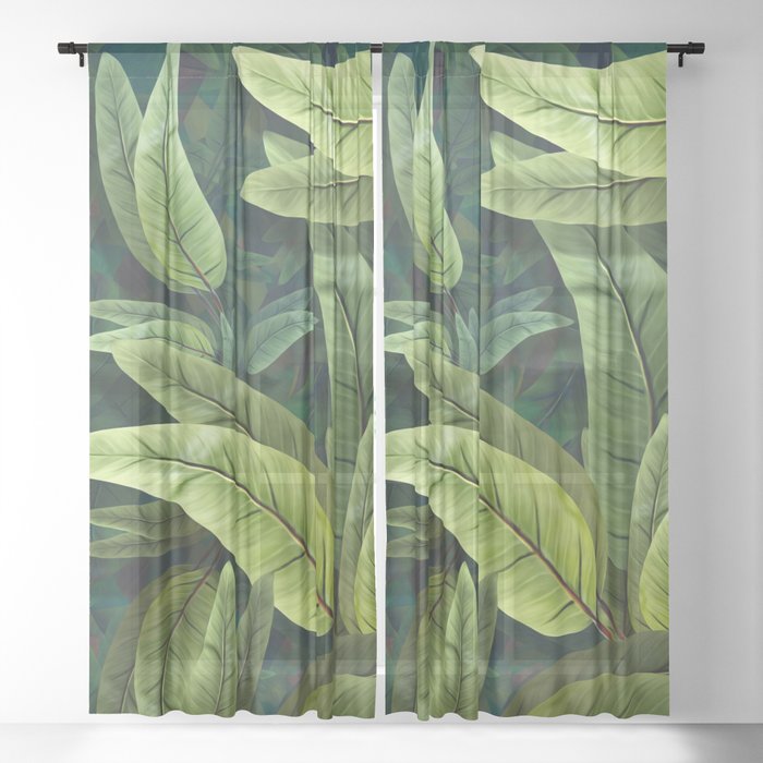 "Retro Tropical Tiki Fantasy 02" Sheer Curtain