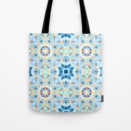 Bright Blue Yellow Christmas Festive Moroccan Mosaic Geometric Star Pattern Tile Tote Bag