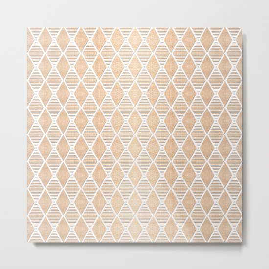 White and Copper Geometric Pattern Metal Print