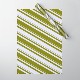 [ Thumbnail: Lavender & Green Colored Striped/Lined Pattern Wrapping Paper ]