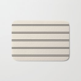 Cream & Black Thin Scandi Stripes Pattern Bath Mat