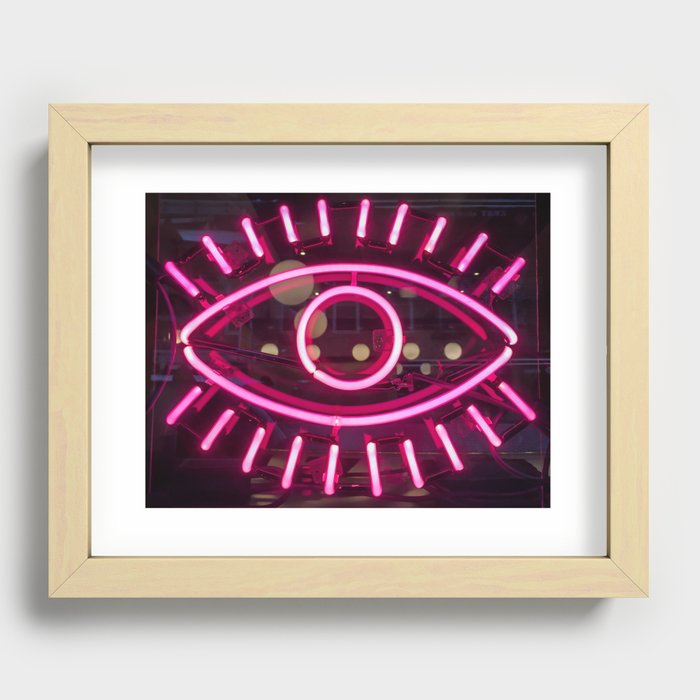 Glowing Neon Sign Recessed Framed Print