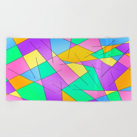 ABSTRACT LINES #1 (Multicolored Vivid) Beach Towel