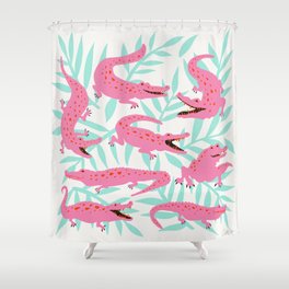 Alligator Collection – Pink & Turquoise Palette Shower Curtain