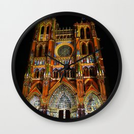 Colorful Amiens cathedral   Wall Clock