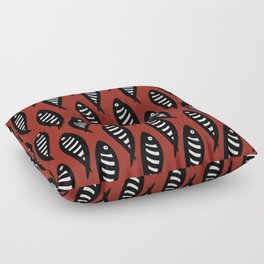 Abstract black and white fish pattern Red Floor Pillow
