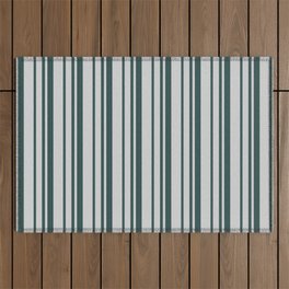 [ Thumbnail: Light Grey & Dark Slate Gray Colored Lines/Stripes Pattern Outdoor Rug ]