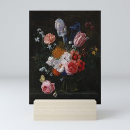 A Bouquet of Flowers in a Crystal Vase Mini Art Print