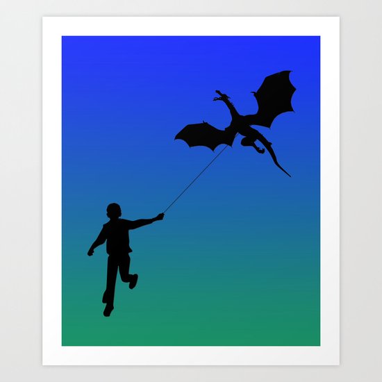 Magical Dragon Dragon (blue green) Art Print