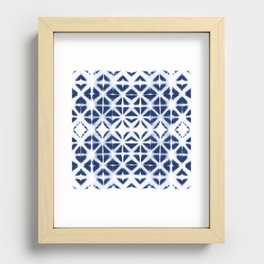 Moroccan design white and indigo blue Recessed Framed Print