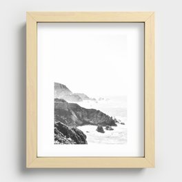 Minimal California Coast Print, Black and White Photography, Coastal Art, Big Sur, California Prints, Travel Photography Recessed Framed Print