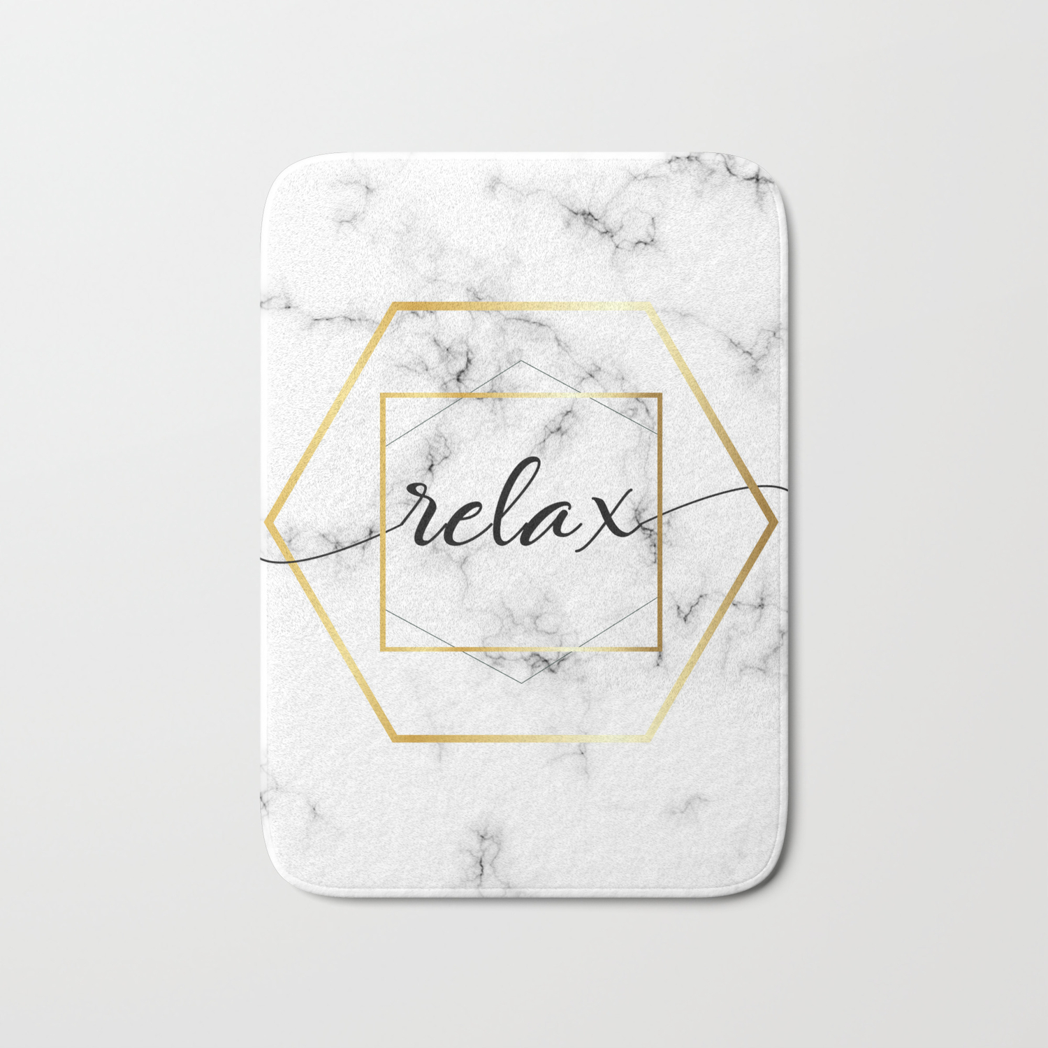 Relax Marble And Gold Bath Mat By Fantasia Art Society6