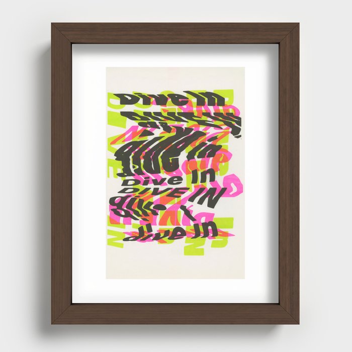 "Dive In" Pink, Green & Black Recessed Framed Print