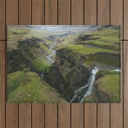 Hidden Waterfall valley in the Icelandic Highlands – Landscape Photography Outdoor Rug