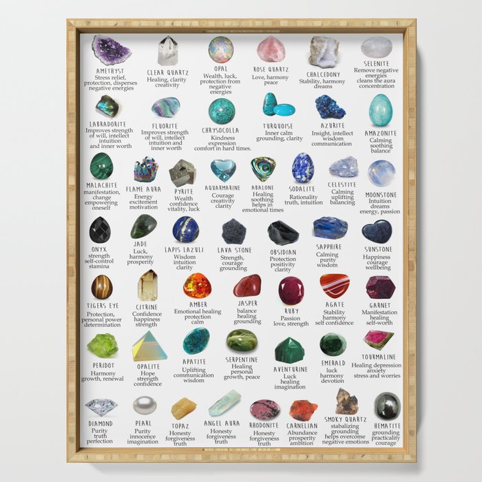 crystals gemstones identification Serving Tray