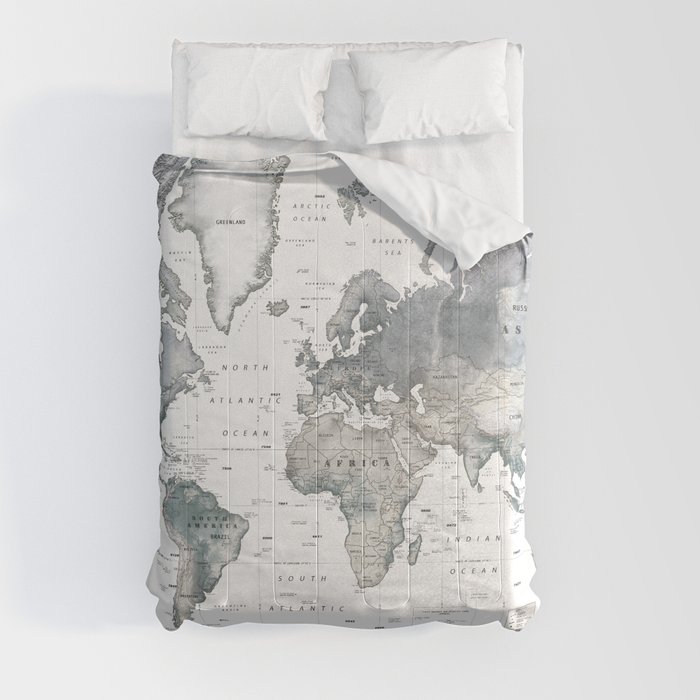 The World [Black and White Relief Map] Comforter
