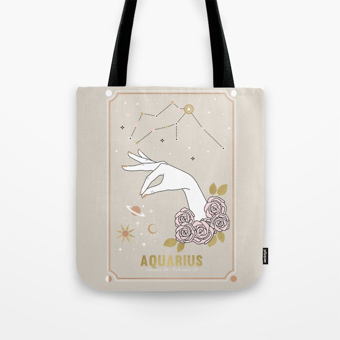 Aquarius Zodiac Sign Tote Bag