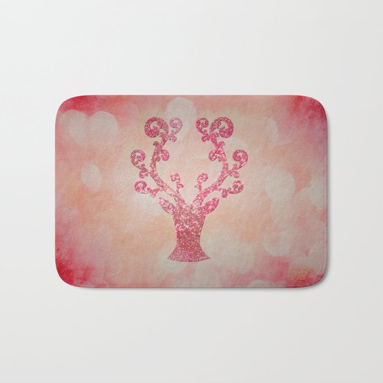Pink sparkling glitter deer - Sparkle Effect Bath Mat