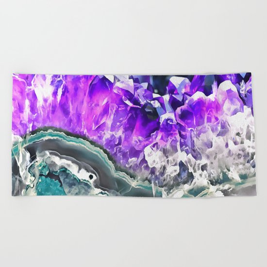Purple Agate Crystal Beach Towel