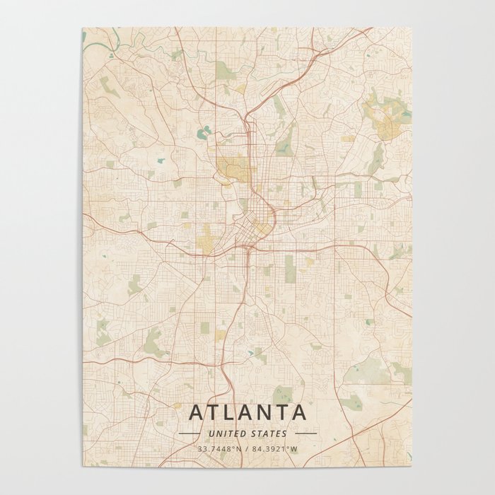 Atlanta, United States - Vintage Map Poster