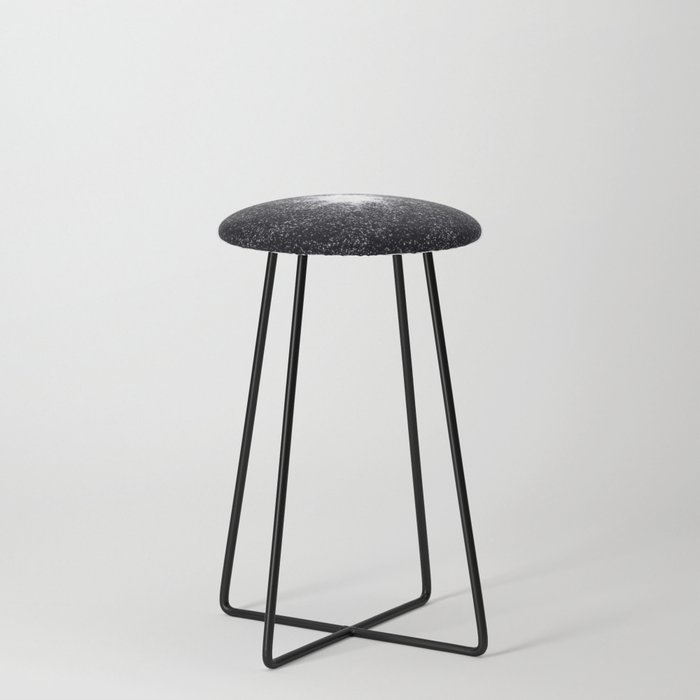 Galaxy with white star dust on black background Counter Stool