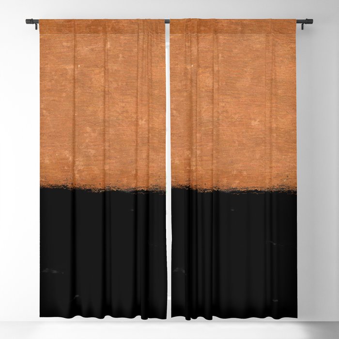 Two Tone Rust and Black Texture Blackout Curtain